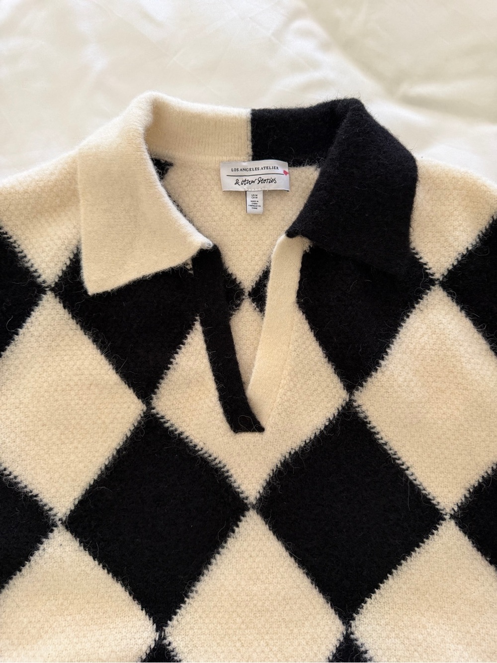 & Other Stories Checkered Jacquard Wool/Alpaca Blend Knit Sweater Size Medium - Picture 13 of 14